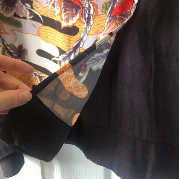 Citron Santa Monica Asian Print 3/4 Sleeve Blouse size S Tunic - Picture 3 of 7